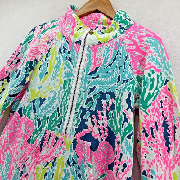 Lilly Pulitzer Skipper Popover Size M Let's Cha Cha Multicolor Print 1/2 Zip - Picture 3 of 13